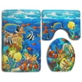 thumbnail image 1 of PUDMAD Tropical Underwater Ocean New 3 Piece Bathroom Rugs Set Bath Rug Contour Mat and Toilet Lid Cover, 1 of 2