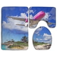 thumbnail image 1 of PUDMAD Tropics Airplane Airplanes Flight Clouds 3 Piece Bathroom Rugs Set Bath Rug Contour Mat and Toilet Lid Cover, 1 of 2