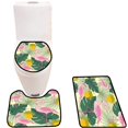 thumbnail image 1 of PUDMAD Tropics Palm Leaf Flamo pineapplae 3 Piece Bathroom Rugs Set Bath Rug Contour Mat and Toilet Lid Cover, 1 of 2