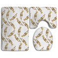 thumbnail image 1 of PUDMAD Trumpet 3 Piece Bathroom Rugs Set Bath Rug Contour Mat and Toilet Lid Cover, 1 of 2