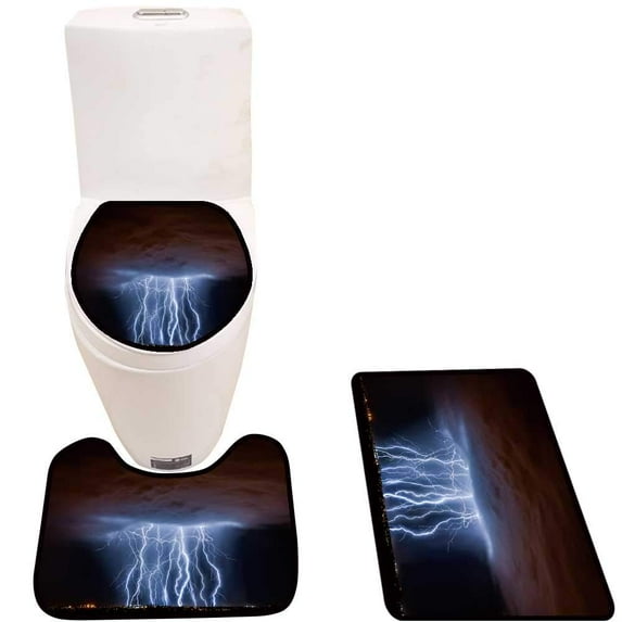 PUDMAD Tucson lightn Composite in 3 Piece Bathroom Rugs Set Bath Rug Contour Mat and Toilet Lid Cover