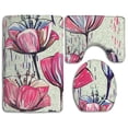 thumbnail image 1 of PUDMAD Tulip 3 Piece Bathroom Rugs Set Bath Rug Contour Mat and Toilet Lid Cover, 1 of 2