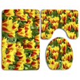 thumbnail image 1 of PUDMAD Tulips 3 Piece Bathroom Rugs Set Bath Rug Contour Mat and Toilet Lid Cover, 1 of 2