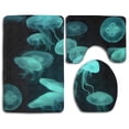 thumbnail image 1 of PUDMAD Turquoise Under Sea Ocean Jellyfish 3 Piece Bathroom Rugs Set Bath Rug Contour Mat and Toilet Lid Cover, 1 of 2