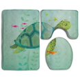 thumbnail image 1 of PUDMAD Turtle 3 Piece Bathroom Rugs Set Bath Rug Contour Mat and Toilet Lid Cover, 1 of 2