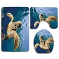 thumbnail image 1 of PUDMAD Turtle Hawksbill Sea Turtle in Blue Lagoon Ocean Eretmochelys Imbricata 3 Piece Bathroom Rugs Set Bath Rug Contour Mat and Toilet Lid Cover, 1 of 2