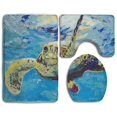 thumbnail image 1 of PUDMAD Turtle1 3 Piece Bathroom Rugs Set Bath Rug Contour Mat and Toilet Lid Cover, 1 of 2