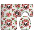 thumbnail image 1 of PUDMAD Tuxedo Cat Roses 3 Piece Bathroom Rugs Set Bath Rug Contour Mat and Toilet Lid Cover, 1 of 2