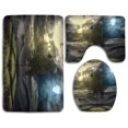 thumbnail image 1 of PUDMAD Two Skies 3 Piece Bathroom Rugs Set Bath Rug Contour Mat and Toilet Lid Cover, 1 of 2