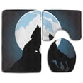 thumbnail image 1 of PUDMAD Two Wolf Howling Under Moon 3 Piece Bathroom Rugs Set Bath Rug Contour Mat and Toilet Lid Cover, 1 of 2