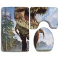 thumbnail image 1 of PUDMAD Tyrannosaurus Rex Dinosaur 3 Piece Bathroom Rugs Set Bath Rug Contour Mat and Toilet Lid Cover, 1 of 2
