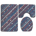 thumbnail image 1 of PUDMAD USA Patriotic Stars and Stripes 3 Piece Bathroom Rugs Set Bath Rug Contour Mat and Toilet Lid Cover, 1 of 2