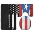 thumbnail image 1 of PUDMAD USA and Puerto Rico Flag 3 Piece Bathroom Rugs Set Bath Rug Contour Mat and Toilet Lid Cover, 1 of 2