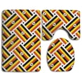thumbnail image 1 of PUDMAD Uganda Flag Weave 3 Piece Bathroom Rugs Set Bath Rug Contour Mat and Toilet Lid Cover, 1 of 2