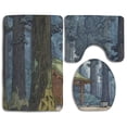 thumbnail image 1 of PUDMAD Ukiyo-e Forest 3 Piece Bathroom Rugs Set Bath Rug Contour Mat and Toilet Lid Cover, 1 of 2