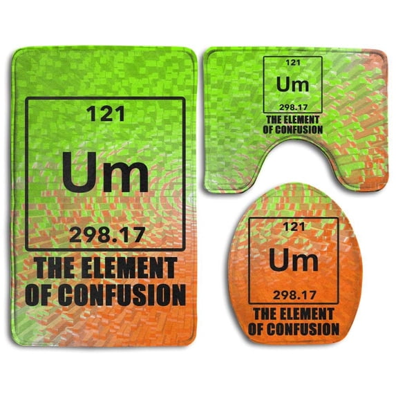PUDMAD Um Element Confusion 3 Piece Bathroom Rugs Set Bath Rug Contour Mat and Toilet Lid Cover