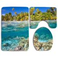 thumbnail image 1 of PUDMAD Under Water Island Tropical 3 Piece Bathroom Rugs Set Bath Rug Contour Mat and Toilet Lid Cover, 1 of 2