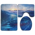 thumbnail image 1 of PUDMAD Underwater Whale 3 Piece Bathroom Rugs Set Bath Rug Contour Mat and Toilet Lid Cover, 1 of 2