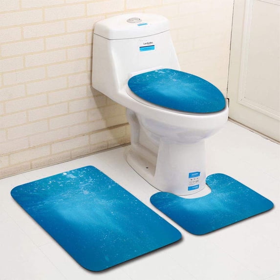 PUDMAD Underwater World 3 Piece Bathroom Rugs Set Bath Rug Contour Mat and Toilet Lid Cover