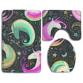 thumbnail image 1 of PUDMAD Unicorn Doodle Black 3 Piece Bathroom Rugs Set Bath Rug Contour Mat and Toilet Lid Cover, 1 of 2