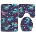 thumbnail image 1 of PUDMAD Unicorn Magic 3 Piece Bathroom Rugs Set Bath Rug Contour Mat and Toilet Lid Cover, 1 of 2