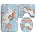 thumbnail image 1 of PUDMAD Unicorn Running In Rainbow 3 Piece Bathroom Rugs Set Bath Rug Contour Mat and Toilet Lid Cover, 1 of 2