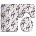 thumbnail image 1 of PUDMAD Unicorns Dabbing 3 Piece Bathroom Rugs Set Bath Rug Contour Mat and Toilet Lid Cover, 1 of 2