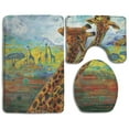 thumbnail image 1 of PUDMAD Unique Giraffe 3 Piece Bathroom Rugs Set Bath Rug Contour Mat and Toilet Lid Cover, 1 of 2