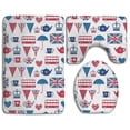 thumbnail image 1 of PUDMAD United Kingdom 3 Piece Bathroom Rugs Set Bath Rug Contour Mat and Toilet Lid Cover, 1 of 2