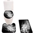 thumbnail image 1 of PUDMAD Unusual backgroun stylize Similar to checkere Flag Reflection 3 Piece Bathroom Rugs Set Bath Rug Contour Mat and Toilet Lid Cover, 1 of 2