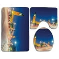 thumbnail image 1 of PUDMAD Urban Night View Big Ben Westminster Palace Parliament Square London England Silver 3 Piece Bathroom Rugs Set Bath Rug Contour Mat and Toilet Lid Cover, 1 of 2