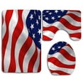 thumbnail image 1 of PUDMAD Us Flag American 3 Piece Bathroom Rugs Set Bath Rug Contour Mat and Toilet Lid Cover, 1 of 2