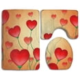 thumbnail image 1 of PUDMAD Valentine's Red Hearts Love 3 Piece Bathroom Rugs Set Bath Rug Contour Mat and Toilet Lid Cover, 1 of 2