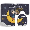 thumbnail image 1 of PUDMAD Valentines Day Couple On Moon 3 Piece Bathroom Rugs Set Bath Rug Contour Mat and Toilet Lid Cover, 1 of 2