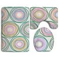 thumbnail image 1 of PUDMAD Vector Circles 3 Piece Bathroom Rugs Set Bath Rug Contour Mat and Toilet Lid Cover, 1 of 2