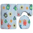 thumbnail image 1 of PUDMAD Vector Owl 3 Piece Bathroom Rugs Set Bath Rug Contour Mat and Toilet Lid Cover, 1 of 2