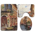 thumbnail image 1 of PUDMAD Venice Building 3 Piece Bathroom Rugs Set Bath Rug Contour Mat and Toilet Lid Cover, 1 of 2
