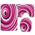 thumbnail image 1 of PUDMAD Vibrant Spiral Turning Circles Bands 3 Piece Bathroom Rugs Set Bath Rug Contour Mat and Toilet Lid Cover, 1 of 2