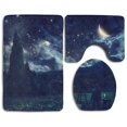 thumbnail image 1 of PUDMAD Village Moon Night Sky 3 Piece Bathroom Rugs Set Bath Rug Contour Mat and Toilet Lid Cover, 1 of 2