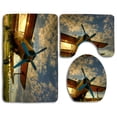 thumbnail image 1 of PUDMAD Vintage Airplane Grass Field 3 Piece Bathroom Rugs Set Bath Rug Contour Mat and Toilet Lid Cover, 1 of 2