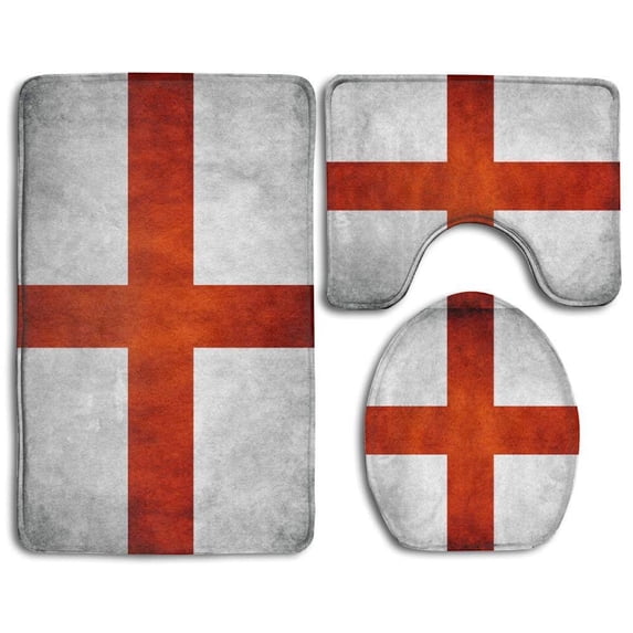 PUDMAD Vintage Cuban Flag 3 Piece Bathroom Rugs Set Bath Rug Contour Mat and Toilet Lid Cover