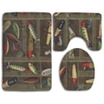 thumbnail image 1 of PUDMAD Vintage Fishing Lure Style 3 Piece Bathroom Rugs Set Bath Rug Contour Mat and Toilet Lid Cover, 1 of 2
