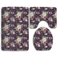 thumbnail image 1 of PUDMAD Vintage Flower Art 3 Piece Bathroom Rugs Set Bath Rug Contour Mat and Toilet Lid Cover, 1 of 2