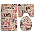 thumbnail image 1 of PUDMAD Vintage Love 3 Piece Bathroom Rugs Set Bath Rug Contour Mat and Toilet Lid Cover, 1 of 2