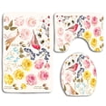 thumbnail image 1 of PUDMAD Vintage Roses Birds Spring Garden 3 Piece Bathroom Rugs Set Bath Rug Contour Mat and Toilet Lid Cover, 1 of 2