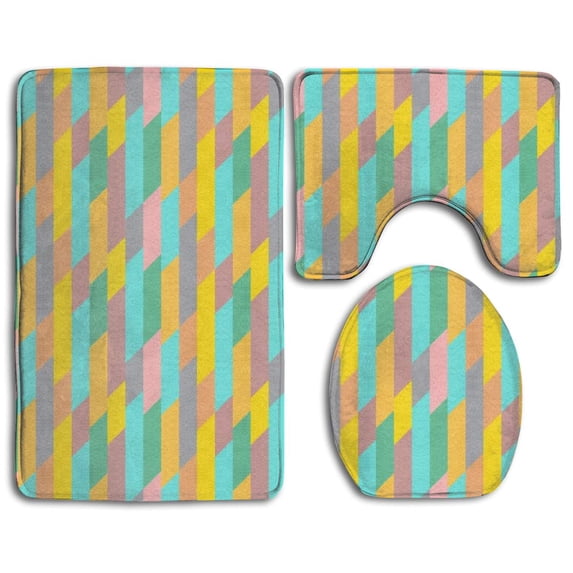 PUDMAD Visual Arts Cut 3 Piece Bathroom Rugs Set Bath Rug Contour Mat and Toilet Lid Cover