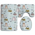 thumbnail image 1 of PUDMAD Volcano Grass Doodle 3 Piece Bathroom Rugs Set Bath Rug Contour Mat and Toilet Lid Cover, 1 of 2