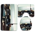 thumbnail image 1 of PUDMAD Waching Sea 3 Piece Bathroom Rugs Set Bath Rug Contour Mat and Toilet Lid Cover, 1 of 2
