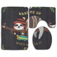 thumbnail image 1 of PUDMAD Wake Me Up 3 Piece Bathroom Rugs Set Bath Rug Contour Mat and Toilet Lid Cover, 1 of 2