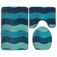 thumbnail image 1 of PUDMAD Wallpaper Blue 3 Piece Bathroom Rugs Set Bath Rug Contour Mat and Toilet Lid Cover, 1 of 2